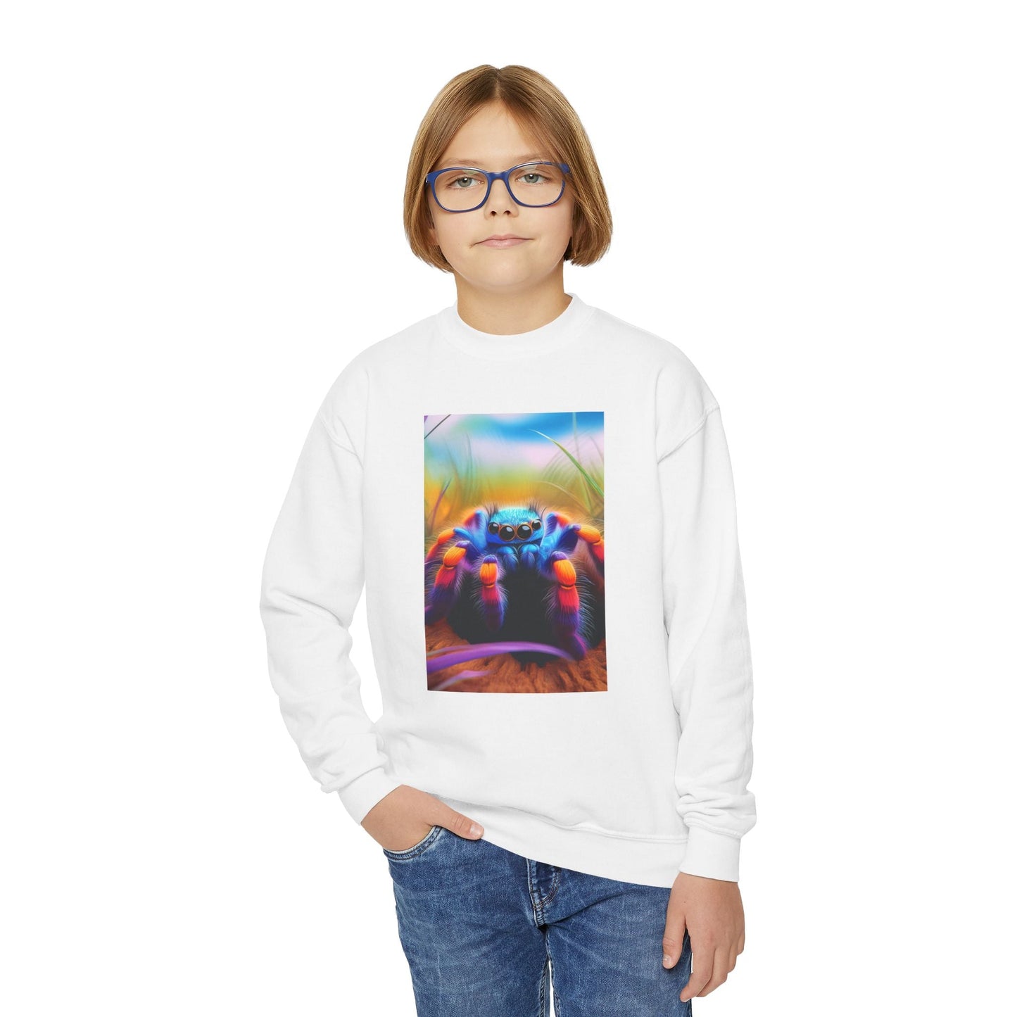 Rainbow Tarantula Youth Crewneck Sweatshirt