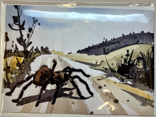 Greeting Card – Tarantula Crossing the Road
